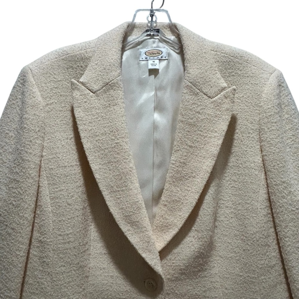 Talbots Winter White Nubby Wool Lined Blazer, Classic Cottage Core - Size 16 - Picture 4 of 11